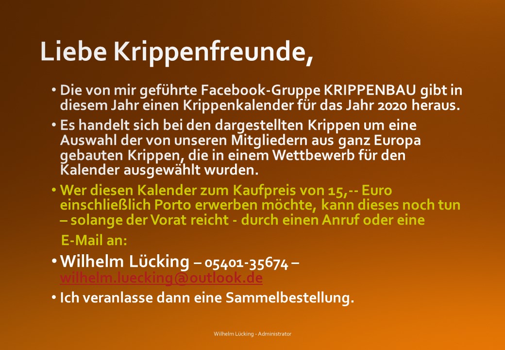 Krippenkalender Krippenverein Osnabrück