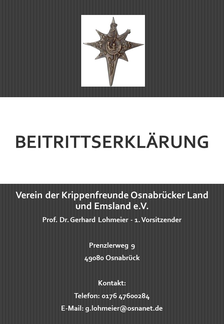 Beitrittserklärung Krippenfreunde Osnabrück Lastschrifteinzug Krippenverein